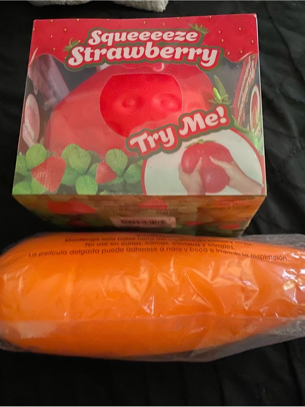 Squeeeze Strawberry Squishy and carrot squishy